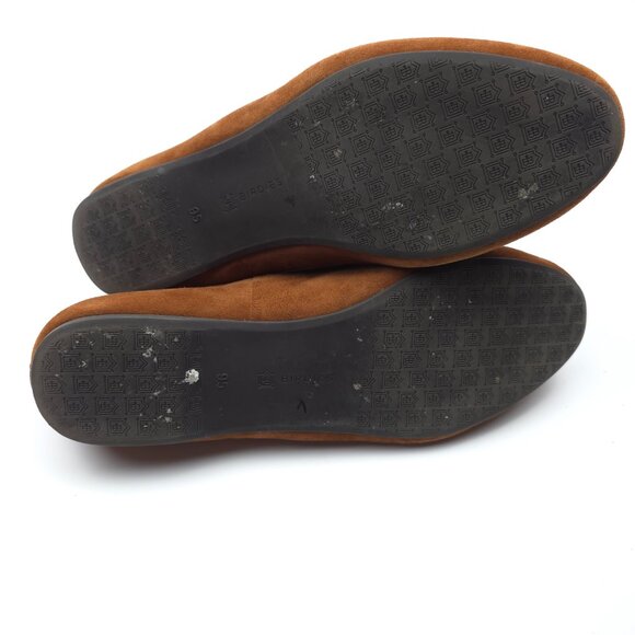 BIRDIES Starling Flat Chestnut Suede Smoking Slipper Old Money Quiet Luxury Boho - Picture 8 of 10